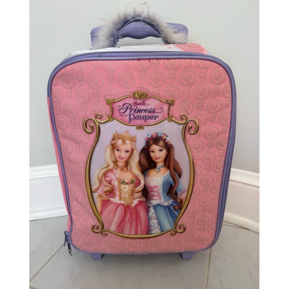 VTG 2004 Barbie And The Princess And The Pauper Rolling Doll Carrier / Suitcase
